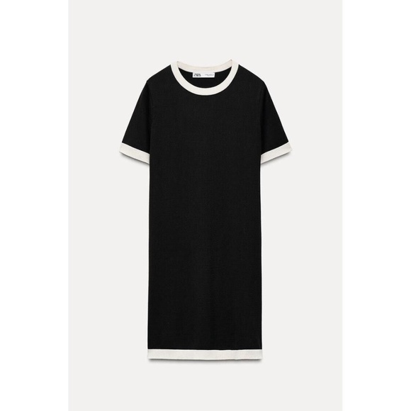 ZARA WOMENS SHORT PLAIN KNIT DRESS IN NAVY/ECRU-SIZE SMALL - Picture 5 of 10